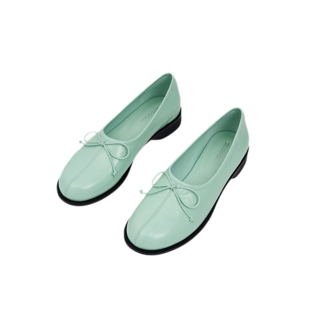 Oiled Leather Bow Ballet Flats