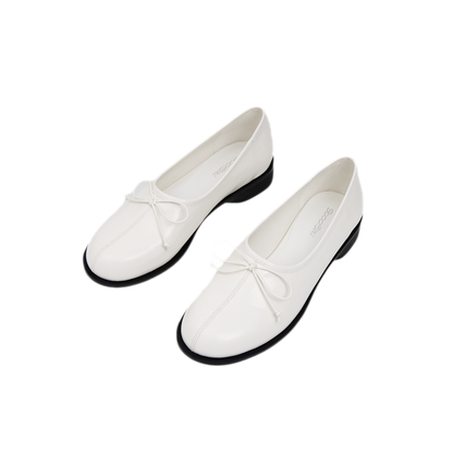 Oiled Leather Bow Ballet Flats