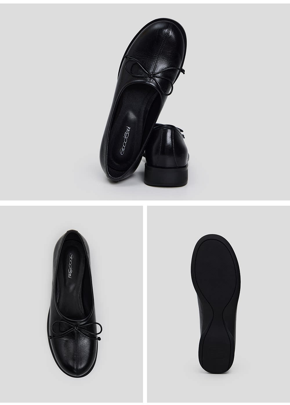 Oiled Leather Bow Ballet Flats