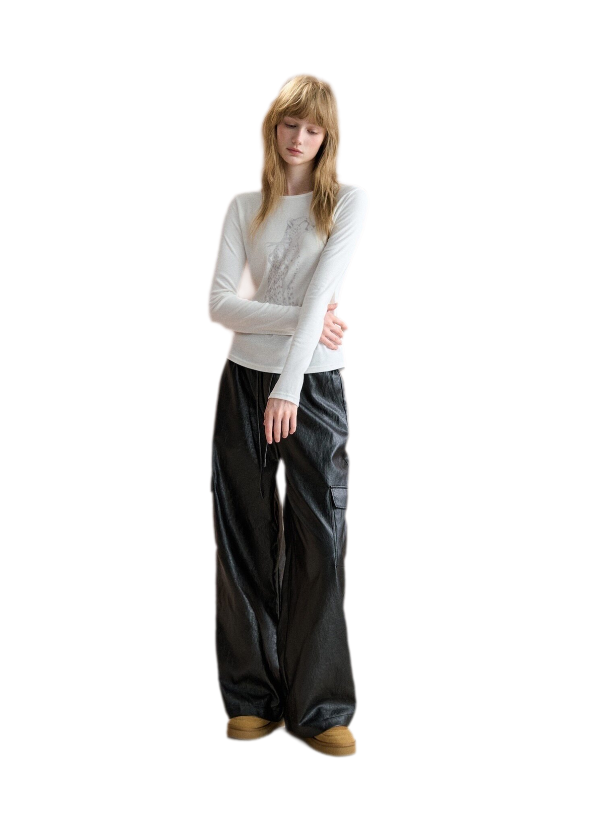 Matte Wide-Leg Cargo Pants