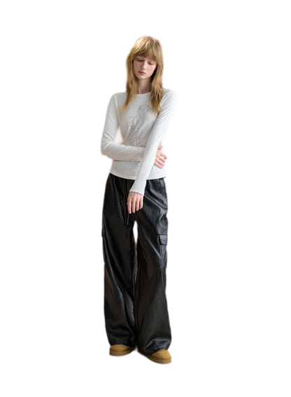 Matte Wide-Leg Cargo Pants