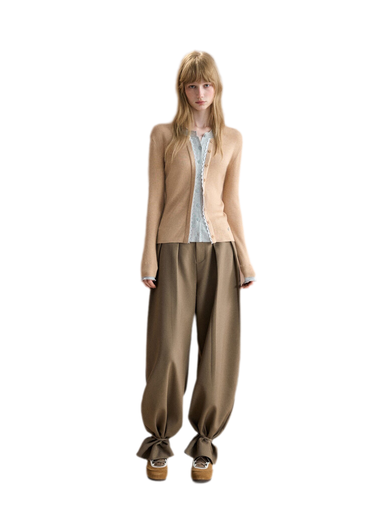 Layered Lace Trim Knit Cardigan