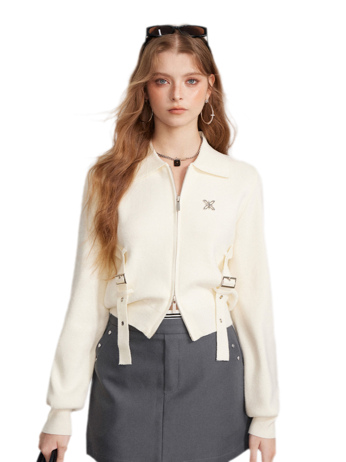 Vintage Cropped Zip Cardigan