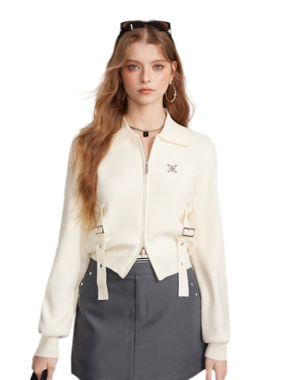 Vintage Cropped Zip Cardigan