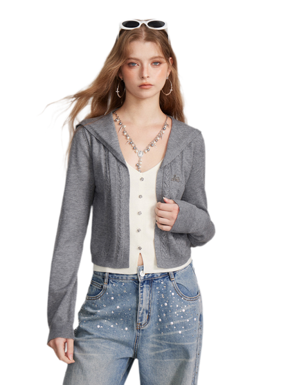 Textured Sailor Collar Sweater