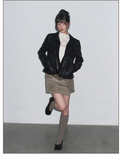 Corduroy High-Waist Mini Skort