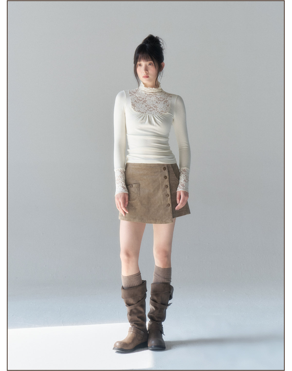 Corduroy High-Waist Mini Skort