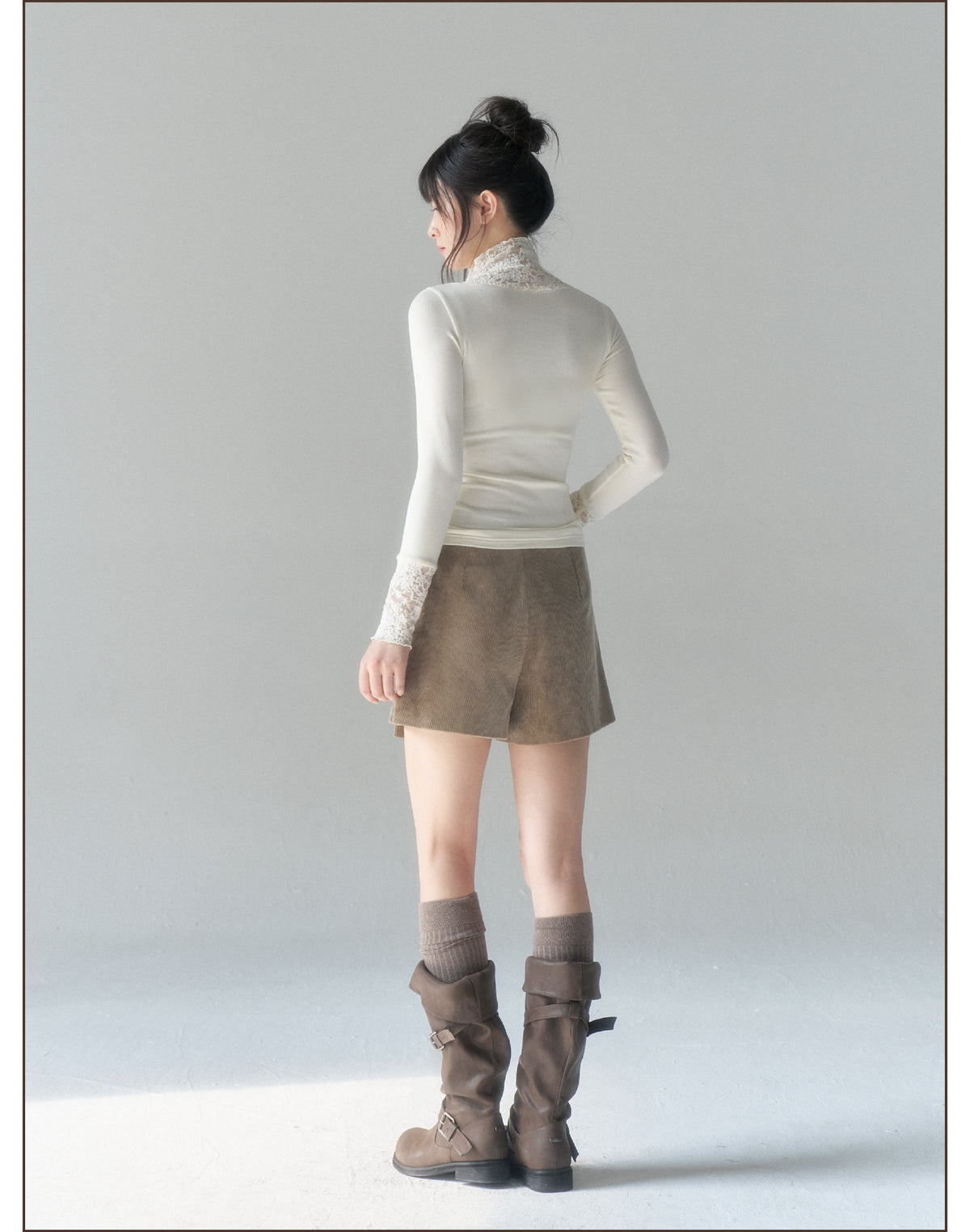 Corduroy High-Waist Mini Skort