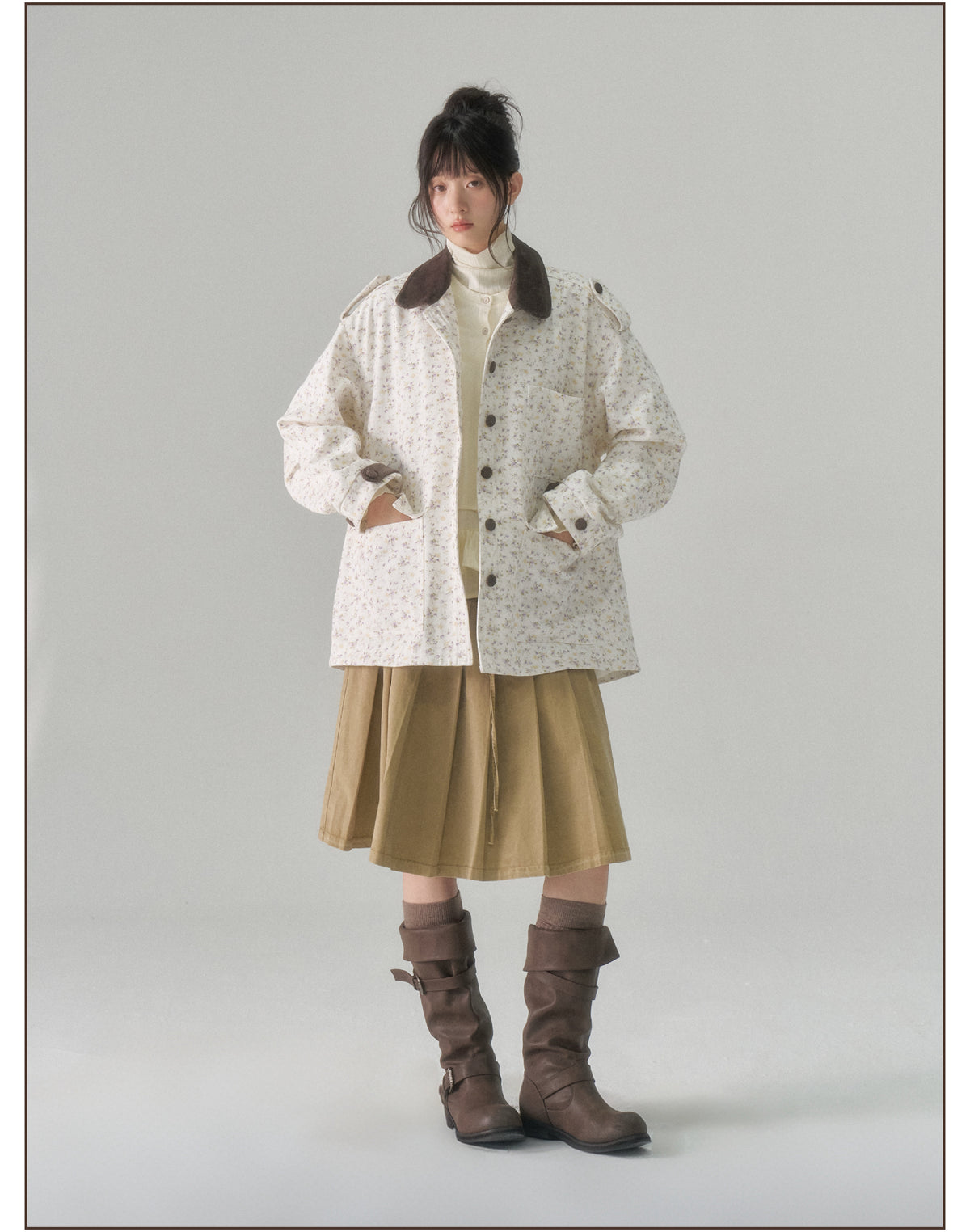 Floral Twill Oversized Utility Jacket