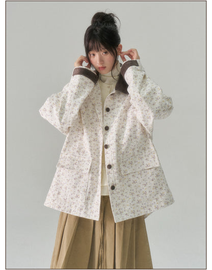 Floral Twill Oversized Utility Jacket