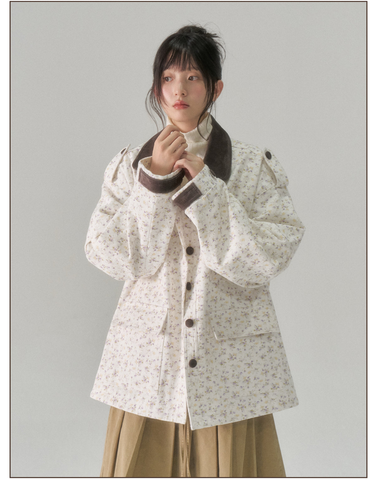 Floral Twill Oversized Utility Jacket