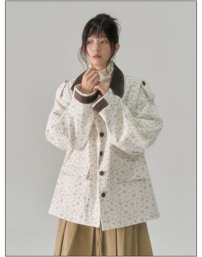 Floral Twill Oversized Utility Jacket