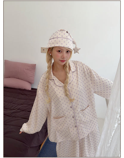 Glossy Polka Dot Pajama Set