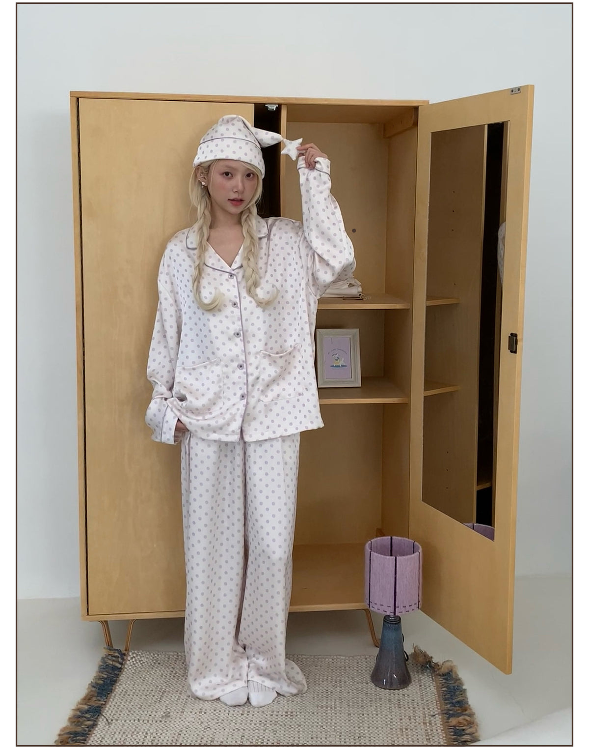 Glossy Polka Dot Pajama Set