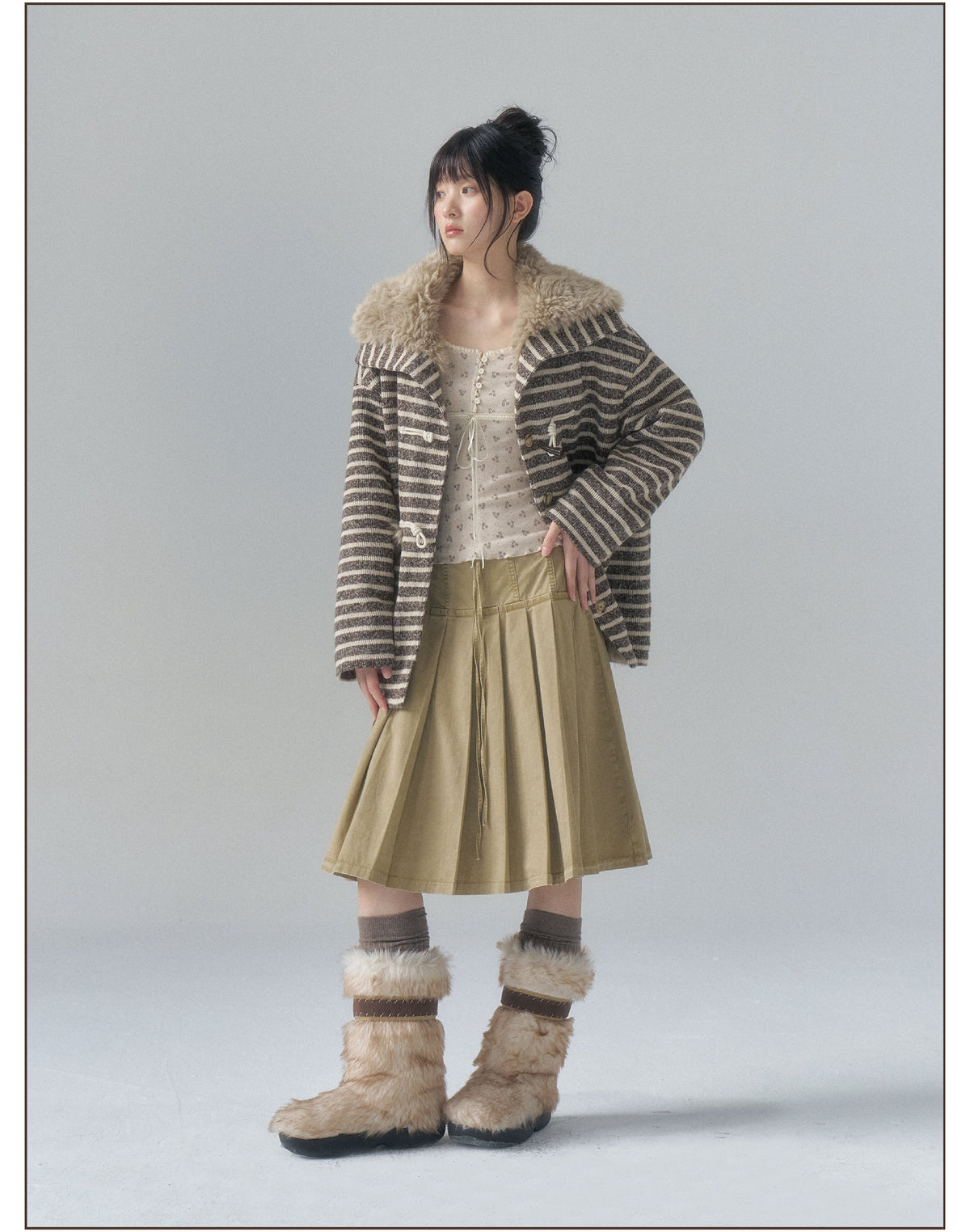 Striped Oversized Toggle Coat