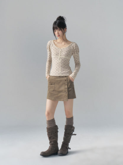 Floral Trim Fitted Top