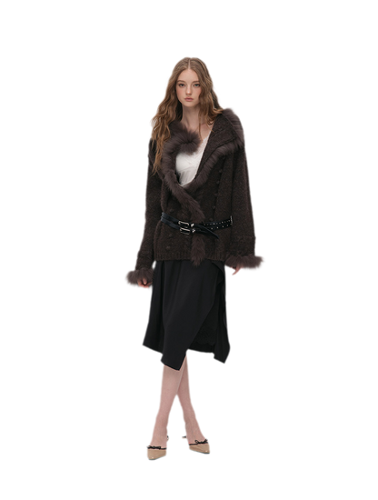 Long-Pile Fox Fur Cardigan