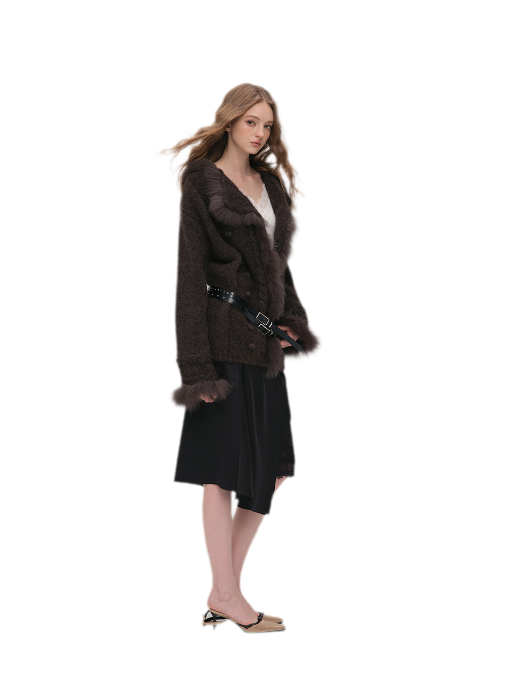 Long-Pile Fox Fur Cardigan
