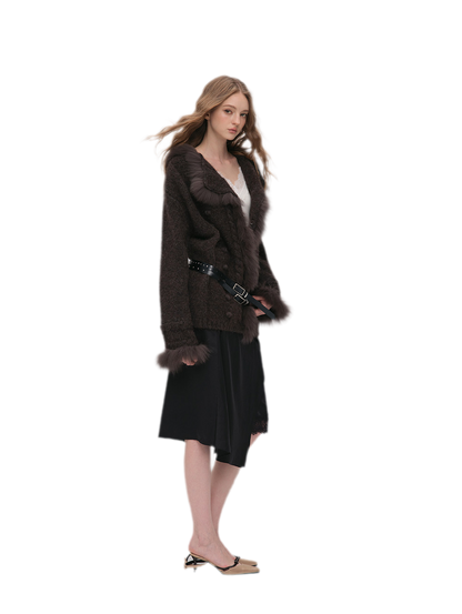 Long-Pile Fox Fur Cardigan