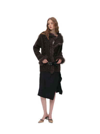 Long-Pile Fox Fur Cardigan