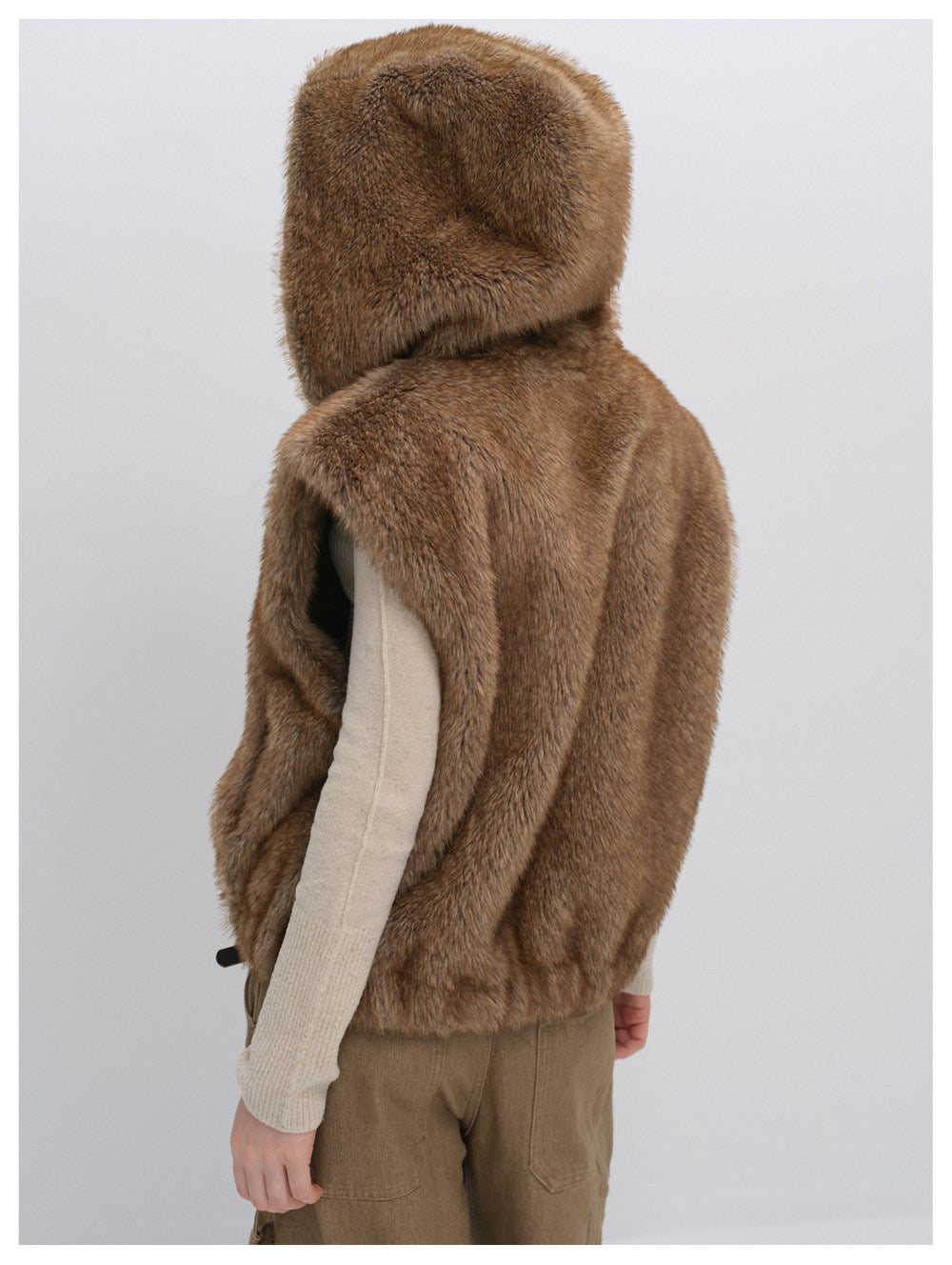 Layered Faux Fur Hooded Vest