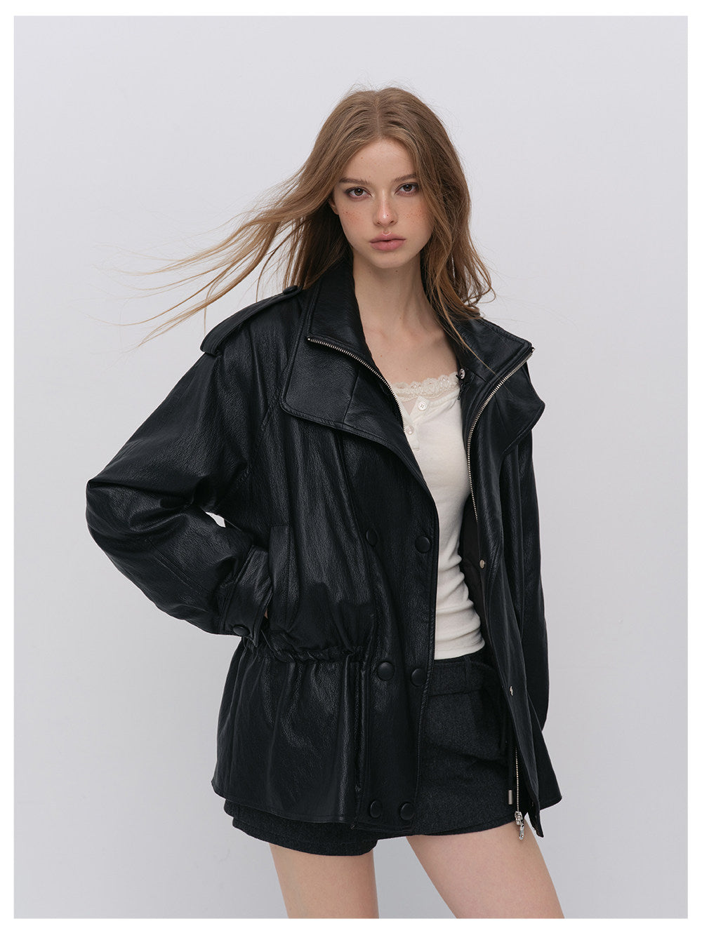 Detachable PU Down Puffer Jacket