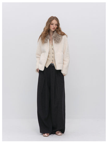 Plush Contrast Collar Jacket