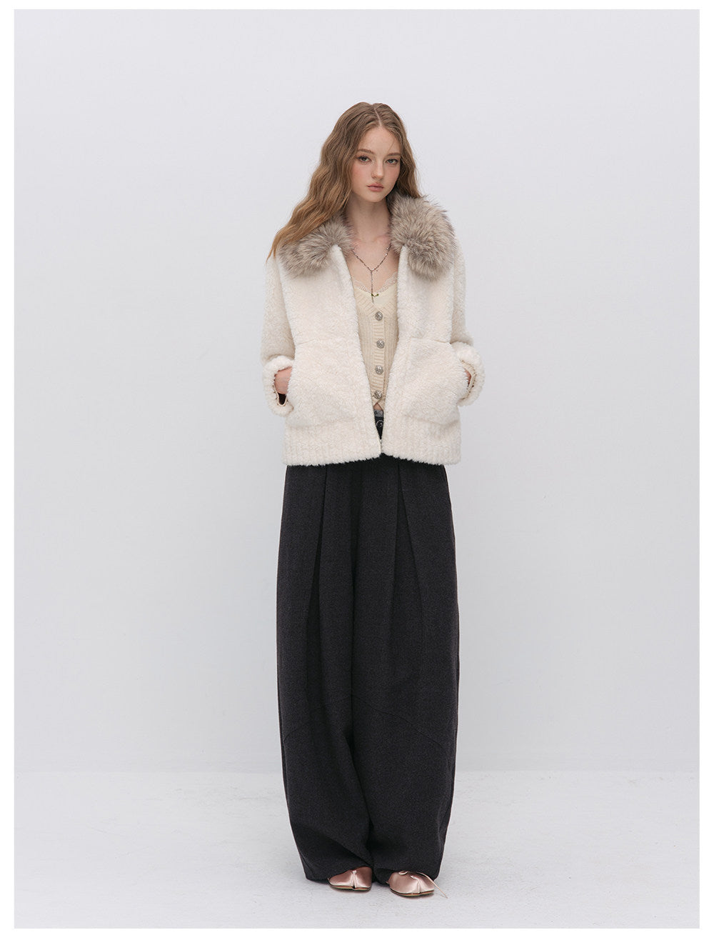 Plush Contrast Collar Jacket