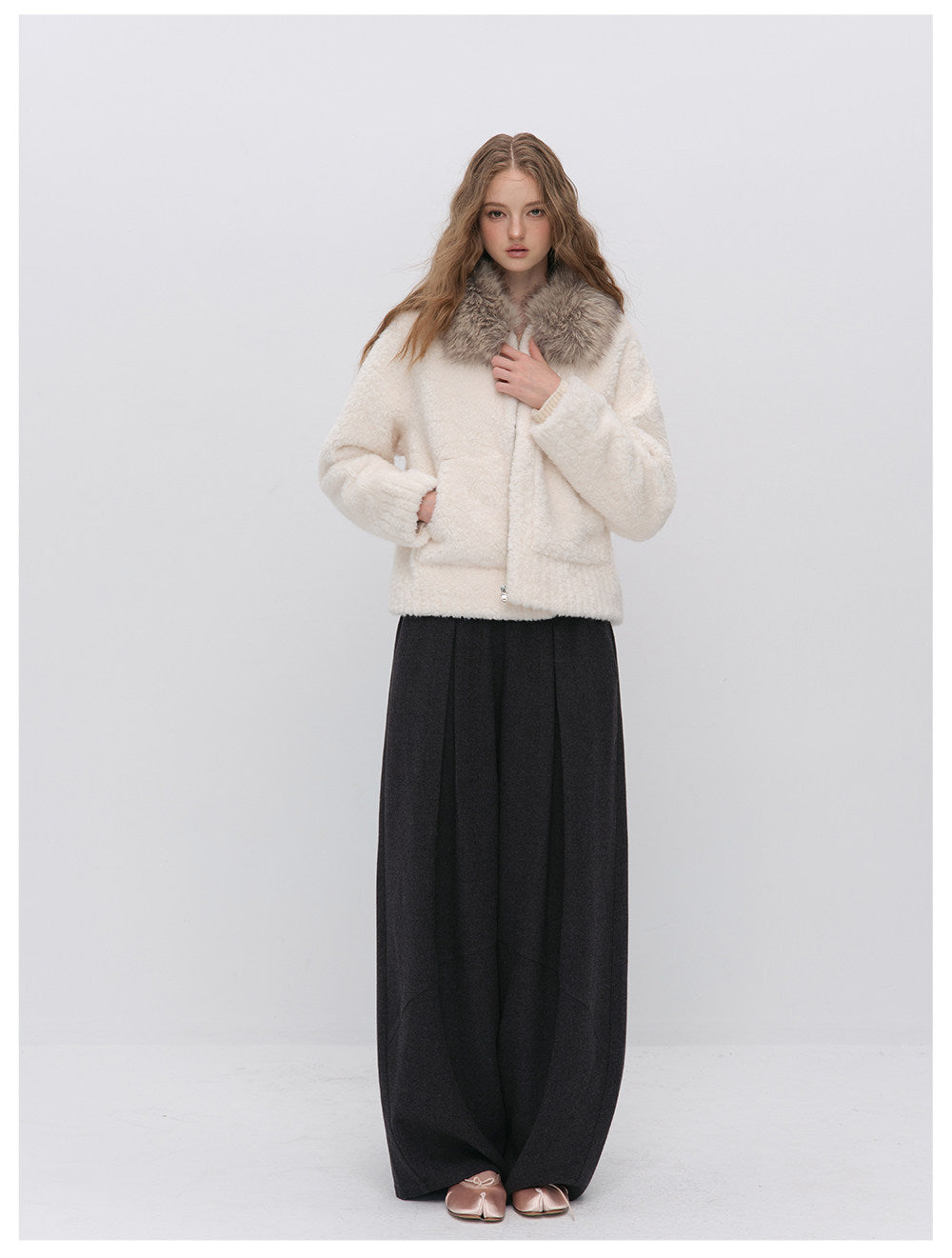 Plush Contrast Collar Jacket