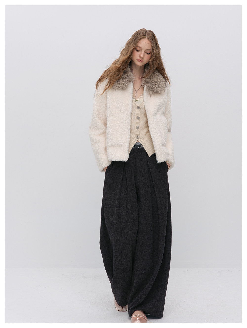 Plush Contrast Collar Jacket