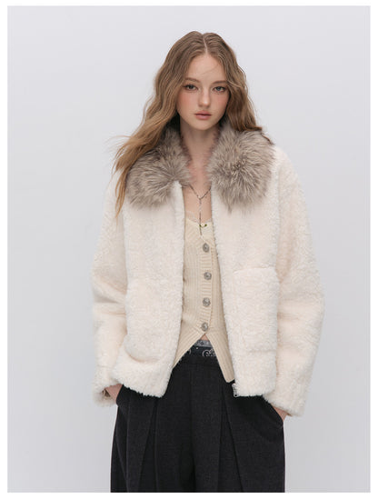 Plush Contrast Collar Jacket