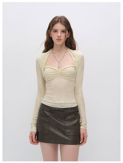 Textured Bow Mini Skirt