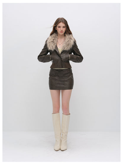 Textured Bow Mini Skirt