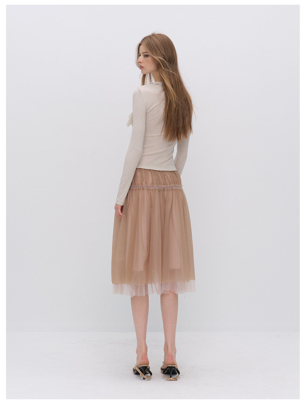 Wool Blend Lace Tie T-Shirt