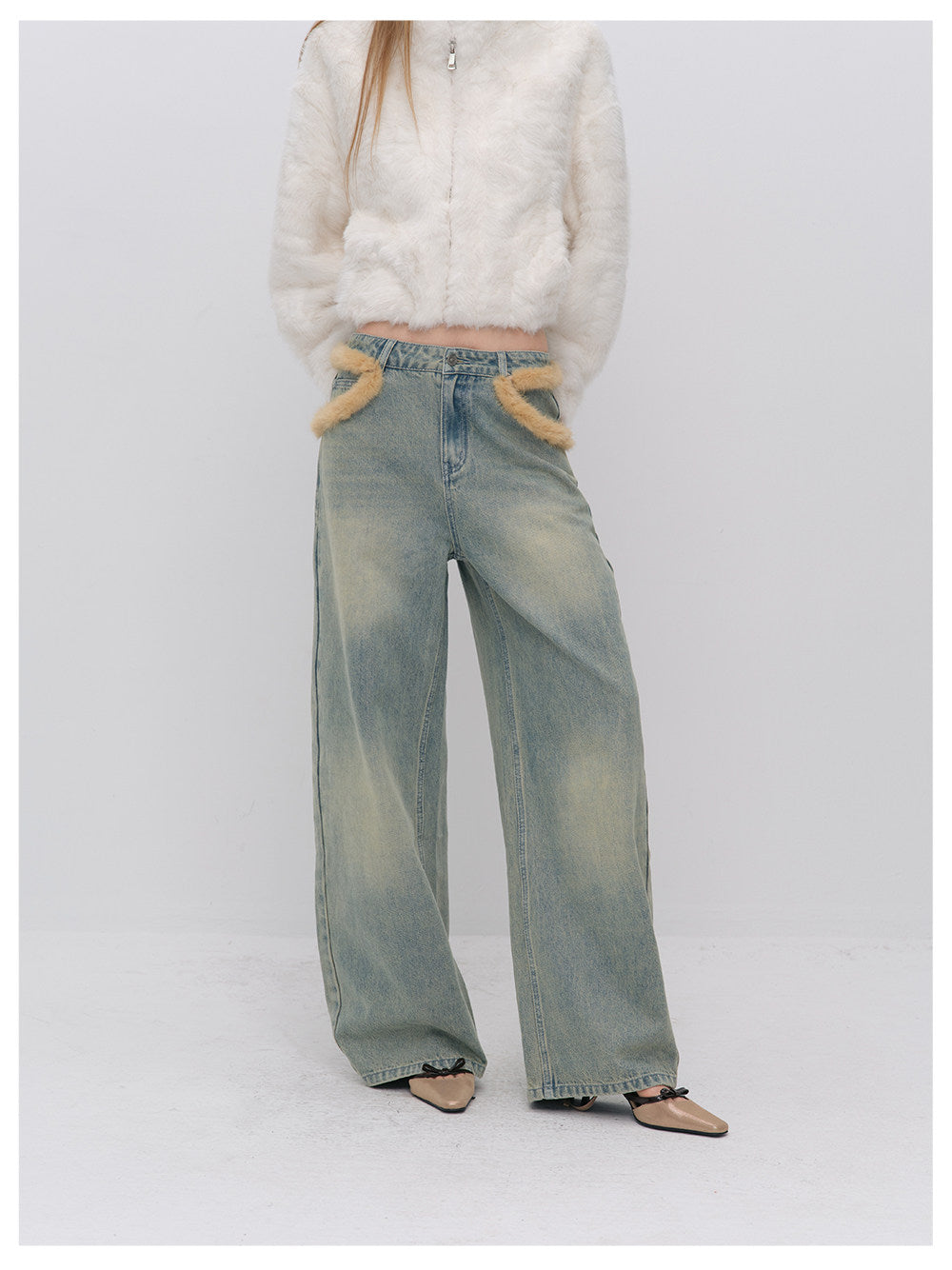 Vintage Washed Wide-Leg Jeans