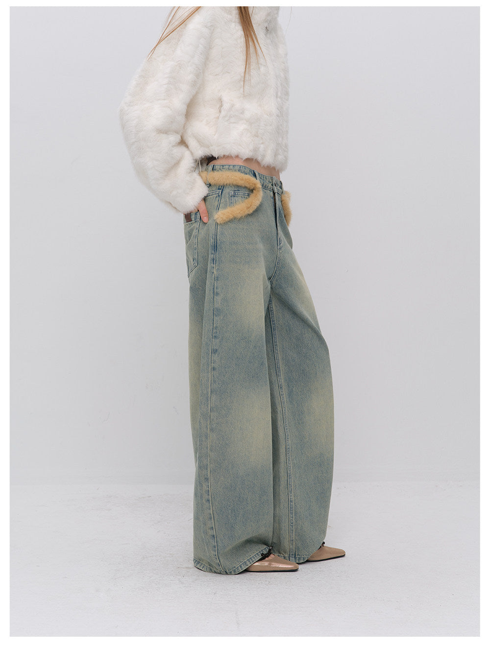 Vintage Washed Wide-Leg Jeans
