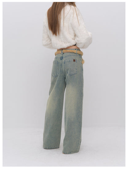 Vintage Washed Wide-Leg Jeans