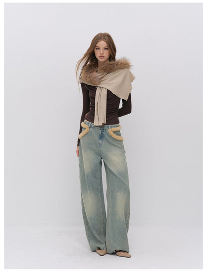 Lace Ruched Crossover Top