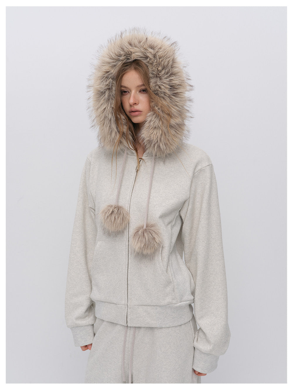 Contrast Fur Hooded Tracksuit