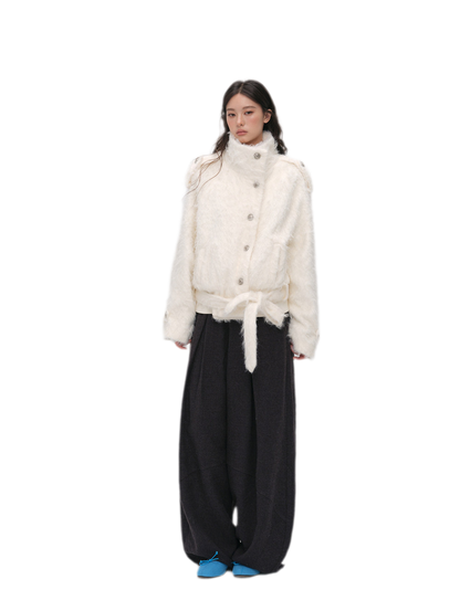 Long-Pile Faux Fur Jacket