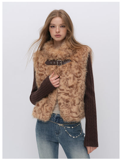 Detachable Sleeve Faux Fur Vest