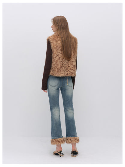 Detachable Sleeve Faux Fur Vest