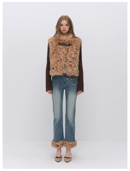 Detachable Sleeve Faux Fur Vest