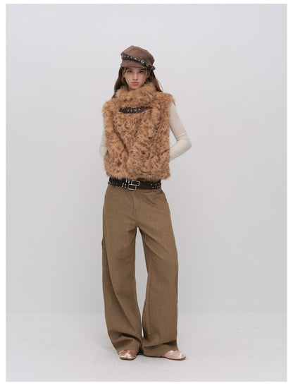 Detachable Sleeve Faux Fur Vest