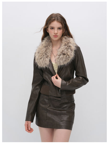 Textured Cropped PU Jacket