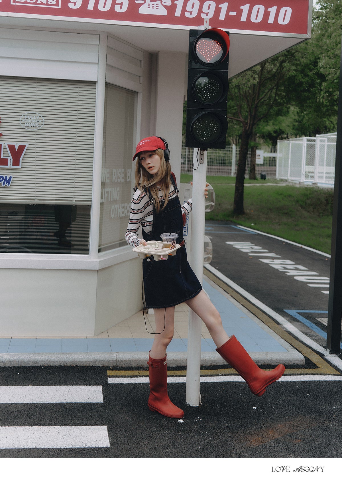 Cotton Denim Pinafore Mini Dress