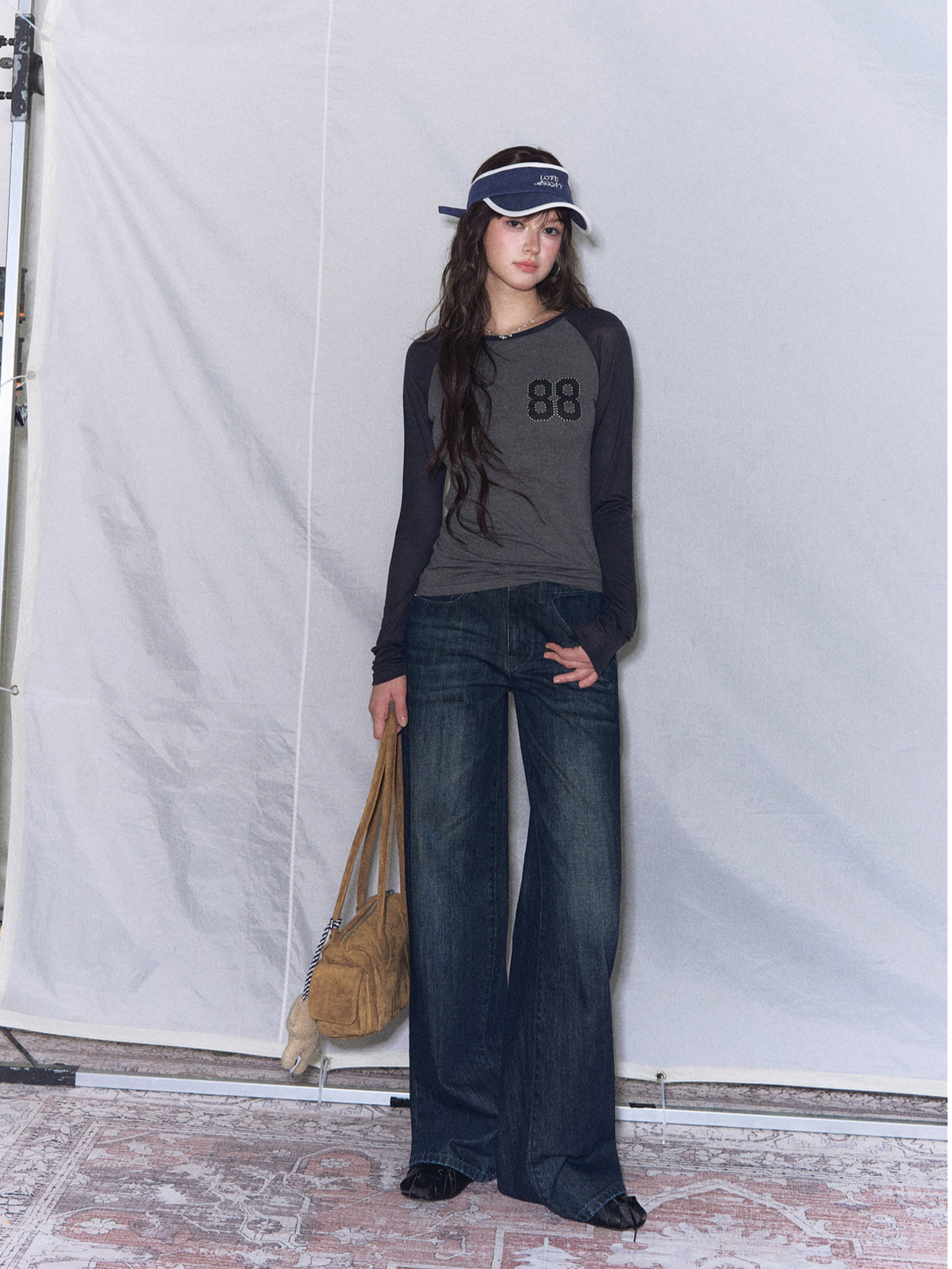 Washed Low-Rise Straight-Leg Jeans