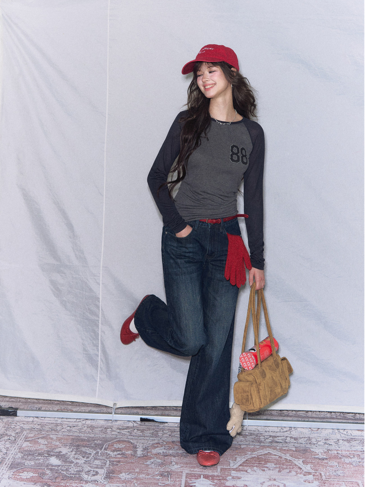 Washed Low-Rise Straight-Leg Jeans