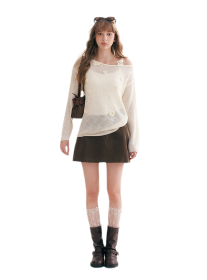 Corduroy High-Waisted A-Line Skirt