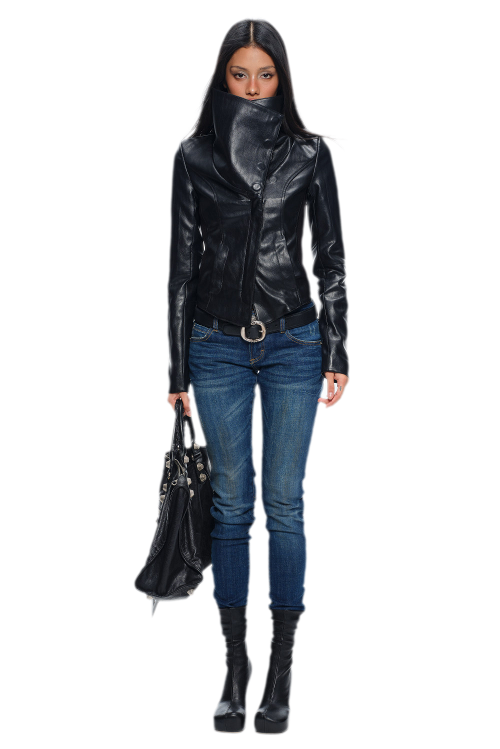 Distressed Low-Rise Slim Jeans